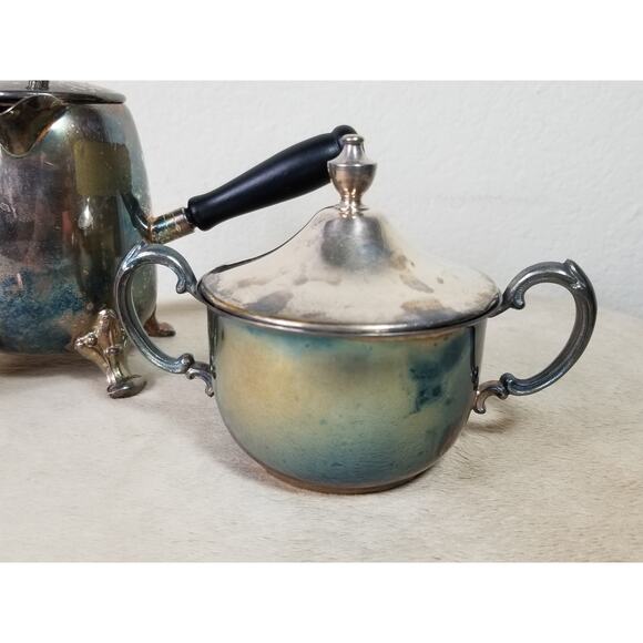 Sheridan Silverplate Sugar Bowl Creamer Coffee Pourer Vintage Collectible - Picture 2 of 15